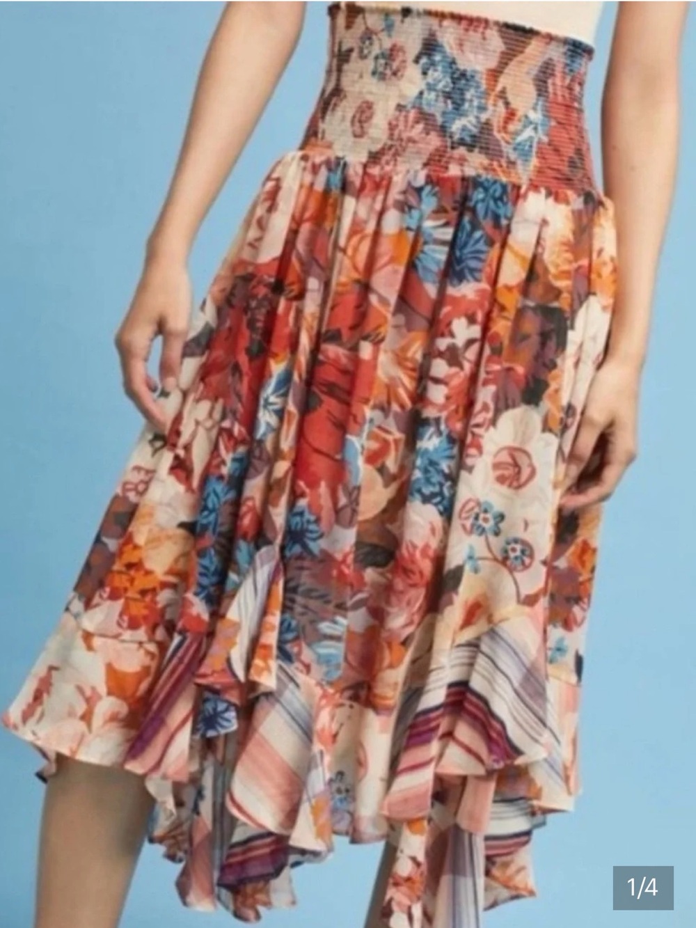 Akemi and Kin Anthropology Floral Ruffle Skirt